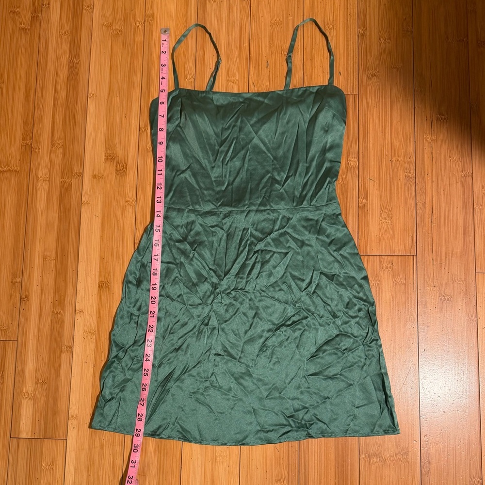 Reformation Kosta Silk Mini Dress Bottle Green Size 4 - Picture 14 of 16